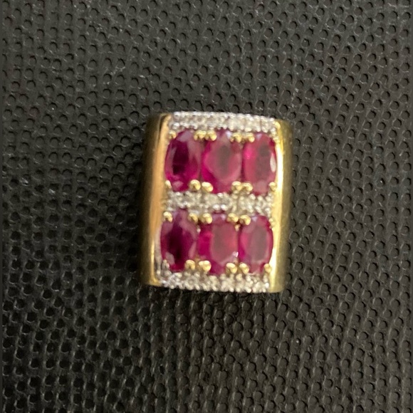 Vintage 14k yellow gold pendant with 6 ruby stones slider with bag - Picture 4 of 15